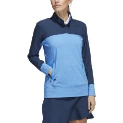 ADIDAS Women's Colorblock Quarter Snap Jacket 10 ADIDAS Women's Colorblock Quarter Snap Jacket -Golf Club adidas womens colorblock quarter snap jacket blue rush 01 16480.1676583506