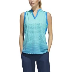 ADIDAS Women's Gradient Sleeveless Polo 10 ADIDAS Women's Gradient Sleeveless Polo -Golf Club adidas womens gradient sleeveless polo blue rush 01 44395.1647972220