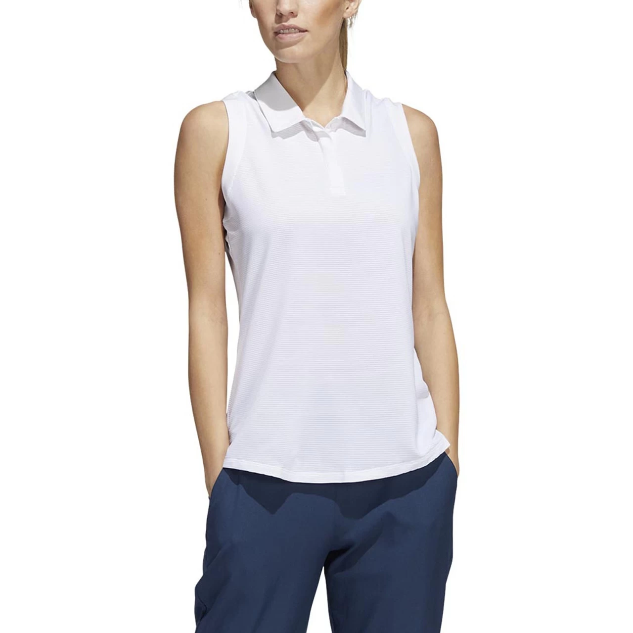 ADIDAS Women's Primeblue Ottoman Stripe Sleeveless Polo 11 ADIDAS Women's Primeblue Ottoman Stripe Sleeveless Polo - Image 9