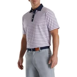 FootJoy Accented Stripe Lisle Self Collar Polo 18 FootJoy Accented Stripe Lisle Self Collar Polo -Golf Club footjoy accented stripe lisle self collar polo lavender white navy 01 89212.1673905424