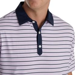 FootJoy Accented Stripe Lisle Self Collar Polo 20 FootJoy Accented Stripe Lisle Self Collar Polo -Golf Club footjoy accented stripe lisle self collar polo lavender white navy 03 82088.1673906618