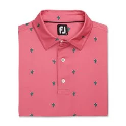 FootJoy Cactus Print Lisle Self Collar Polo -Golf Club footjoy cactus print lisle self collar polo watermelon 04 10748.1673899892