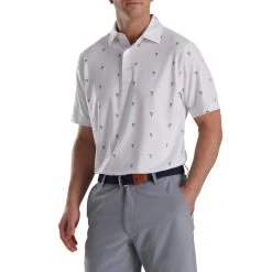 FootJoy Cactus Print Lisle Self Collar Polo -Golf Club footjoy cactus print lisle self collar polo white 01 39837.1673902336
