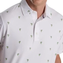 FootJoy Cactus Print Lisle Self Collar Polo -Golf Club footjoy cactus print lisle self collar polo white 03 98988.1673904253