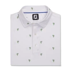FootJoy Cactus Print Lisle Self Collar Polo -Golf Club footjoy cactus print lisle self collar polo white 04 81522.1673899403