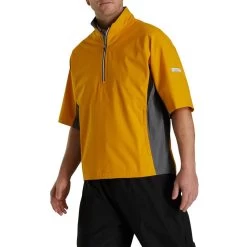 FootJoy FJ Hydrolite Short Sleeve Rain Shirt -Golf Club footjoy fj hydrolite short sleeve rain shirt mustard charcoal black 02 66255.1676494358