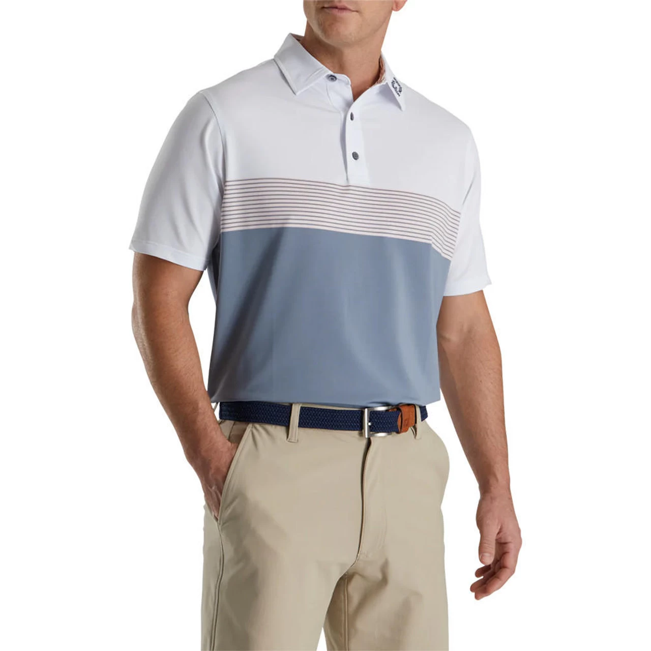 FootJoy Lisle Color Block Self Collar Polo - FJ Logo