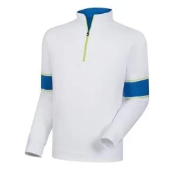 FootJoy Performance Half-Zip With Engineered Sleeves -Golf Club footjoy performance half zip with engineered sleeves white blue marlin citrus 01 40787.1633109535