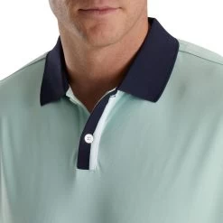 FootJoy Solid Stretch Pique With Stripe Placket Knit Collar Polo -Golf Club footjoy solid stretch pique with stripe placket knit collar polo sage 03 29133.1673900797