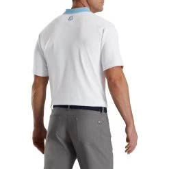 FootJoy Solid Stretch Pique With Stripe Placket Knit Collar Polo -Golf Club footjoy solid stretch pique with stripe placket knit collar polo white 02 63688.1673902608