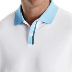 FootJoy Solid Stretch Pique With Stripe Placket Knit Collar Polo -Golf Club footjoy solid stretch pique with stripe placket knit collar polo white 03 99963.1673900360