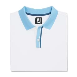 FootJoy Solid Stretch Pique With Stripe Placket Knit Collar Polo -Golf Club footjoy solid stretch pique with stripe placket knit collar polo white 04 04009.1673899881
