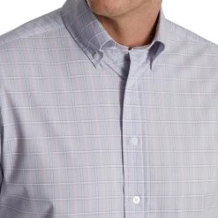 FootJoy Super Soft Woven Plaid Shirt -Golf Club footjoy super soft woven plaid shirt dusty purple white azure 03 07441.1671652337