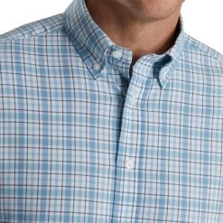 FootJoy Super Soft Woven Plaid Shirt -Golf Club footjoy super soft woven plaid shirt white dusk blue ink 03 57282.1671651055