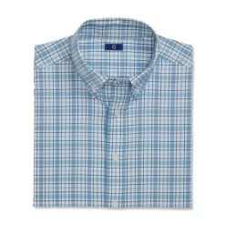 FootJoy Super Soft Woven Plaid Shirt -Golf Club footjoy super soft woven plaid shirt white dusk blue ink 04 51434.1671654270