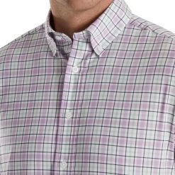 FootJoy Super Soft Woven Plaid Shirt -Golf Club footjoy super soft woven plaid shirt white lavender sage navy 03 14175.1671654479