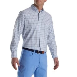 FootJoy Super Soft Woven Plaid Shirt -Golf Club footjoy super soft woven plaid shirt white light ocean 01 83822.1671652132