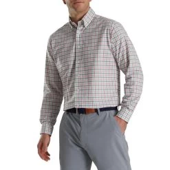 FootJoy Super Soft Woven Plaid Shirt -Golf Club footjoy super soft woven plaid shirt white sea green watermelon 01 12779.1671654198