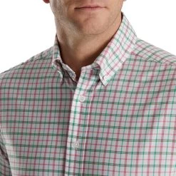 FootJoy Super Soft Woven Plaid Shirt -Golf Club footjoy super soft woven plaid shirt white sea green watermelon 03 78406.1671652599