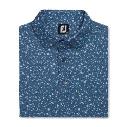 FootJoy Terrazzo Print Lisle Self Collar Polo -Golf Club footjoy terrazzo print lisle self collar polo bluestone 04 50545.1673903676