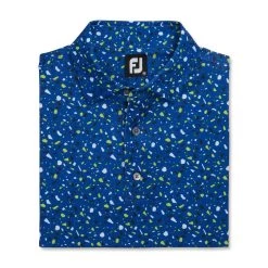 FootJoy Terrazzo Print Lisle Self Collar Polo -Golf Club footjoy terrazzo print lisle self collar polo ocean 04 83271.1673904158