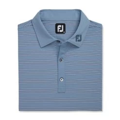 FootJoy Trio Stripe Lisle Self Collar Polo - FJ Logo -Golf Club footjoy trio stripe lisle self collar polo fj logo denim 04 73866.1676595463