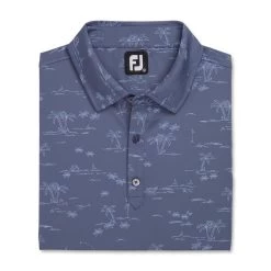FootJoy Tropic Golf Print Lisle Self Collar Polo -Golf Club footjoy tropic golf print lisle self collar polo bluestone denim 04 23864.1673906601