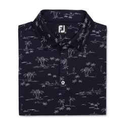 FootJoy Tropic Golf Print Lisle Self Collar Polo -Golf Club footjoy tropic golf print lisle self collar polo navy white 04 04187.1673900466