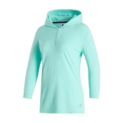 FootJoy Women's 3/4 Sleeve Pinstripe Hoodie -Golf Club footjoy womens 3 4 sleeve pinstripe hoodie aquamarine 01 58842.1633109315