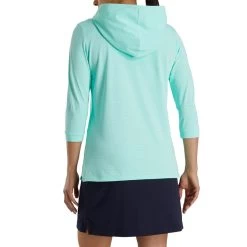 FootJoy Women's 3/4 Sleeve Pinstripe Hoodie -Golf Club footjoy womens 3 4 sleeve pinstripe hoodie aquamarine 03 93479.1633109315