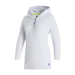 FootJoy Women's 3/4 Sleeve Pinstripe Hoodie -Golf Club footjoy womens 3 4 sleeve pinstripe hoodie white 01 67152.1633109315