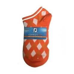 FootJoy Women's ComfortSof Low Cut Argyle Print Fashion Sock -Golf Club footjoy womens comfortsof low cut argyle print fashion sock orange 01 40001.1673901808
