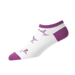FootJoy Women's ComfortSof Low Cut Martini Print Fashion Sock -Golf Club footjoy womens comfortsof low cut martini print fashion sock white purple 01 05429.1671653580