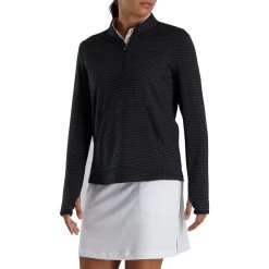 FootJoy Women's Half-Zip Tonal Stripe Mid-Layer -Golf Club footjoy womens half zip tonal stripe mid layer black 02 75082.1676576889