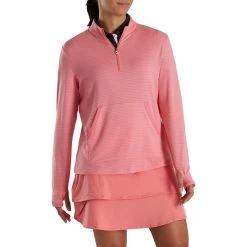 FootJoy Women's Half-Zip Tonal Stripe Mid-Layer -Golf Club footjoy womens half zip tonal stripe mid layer bright coral 02 51121.1676594259
