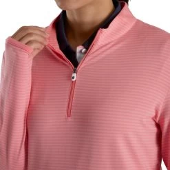 FootJoy Women's Half-Zip Tonal Stripe Mid-Layer -Golf Club footjoy womens half zip tonal stripe mid layer bright coral 04 64128.1676578049