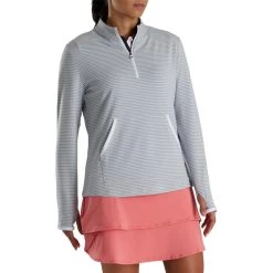 FootJoy Women's Half-Zip Tonal Stripe Mid-Layer -Golf Club footjoy womens half zip tonal stripe mid layer grey 02 13647.1676594799