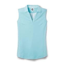 FootJoy Women's Open Placket Sleeveless Polo -Golf Club footjoy womens open placket sleeveless polo sky 01 87746.1673285373