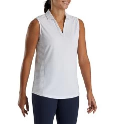 FootJoy Women's Open Placket Sleeveless Polo -Golf Club footjoy womens open placket sleeveless polo white 02 53945.1673285373