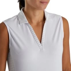 FootJoy Women's Open Placket Sleeveless Polo -Golf Club footjoy womens open placket sleeveless polo white 04 73433.1673285373