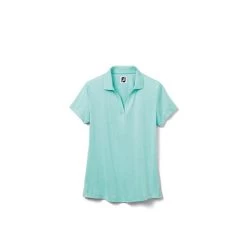 FootJoy Women's Open Placket Space Dye Polo -Golf Club footjoy womens open placket space dye polo aquamarine white 01 90386.1631902166