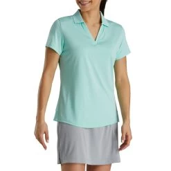 FootJoy Women's Open Placket Space Dye Polo -Golf Club footjoy womens open placket space dye polo aquamarine white 02 54391.1631902166