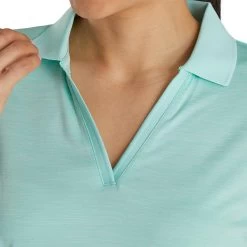 FootJoy Women's Open Placket Space Dye Polo -Golf Club footjoy womens open placket space dye polo aquamarine white 04 01858.1631902167