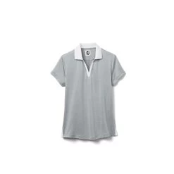 FootJoy Women's Open Placket Space Dye Polo -Golf Club footjoy womens open placket space dye polo grey white 01 80741.1631902166