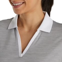 FootJoy Women's Open Placket Space Dye Polo -Golf Club footjoy womens open placket space dye polo grey white 04 86780.1631902167