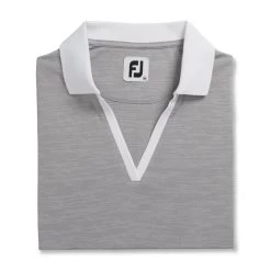 FootJoy Women's Open Placket Space Dye Polo -Golf Club footjoy womens open placket space dye polo grey white 05 84053.1631902166