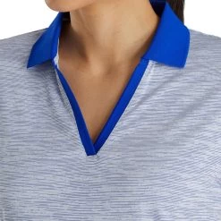 FootJoy Women's Open Placket Space Dye Polo -Golf Club footjoy womens open placket space dye polo white cobalt 04 65491.1631902167