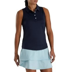 FootJoy Women's Ribbed Sleeveless Polo -Golf Club footjoy womens ribbed sleeveless polo navy 02 61952.1676595166
