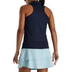 FootJoy Women's Ribbed Sleeveless Polo -Golf Club footjoy womens ribbed sleeveless polo navy 03 59938.1676582853