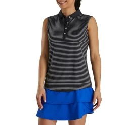 FootJoy Women's Sleeveless Pinstripe Polo -Golf Club footjoy womens sleeveless pinstripe polo black 02 37872.1633122943